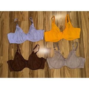 Curvy Couture 44DDD Bra Sheer Mesh Full Coverage Unlined 1311 Bow Rhinestone Lot